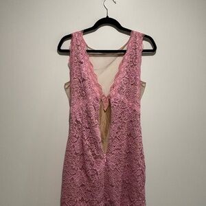 Bebe Pink and Gold Lace Dress